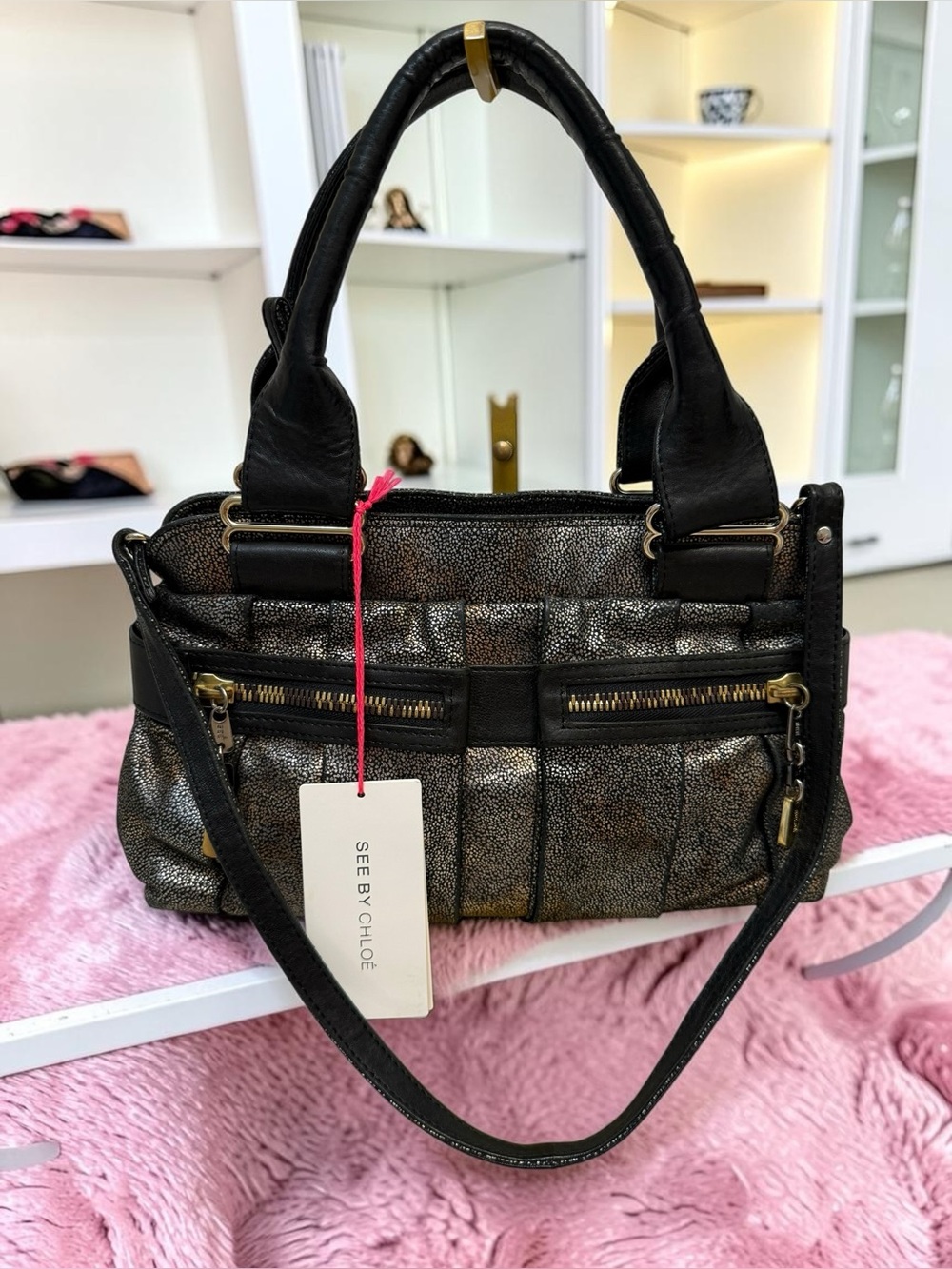 See by Chloé Daytripper Metallic Leather Satchel Bag